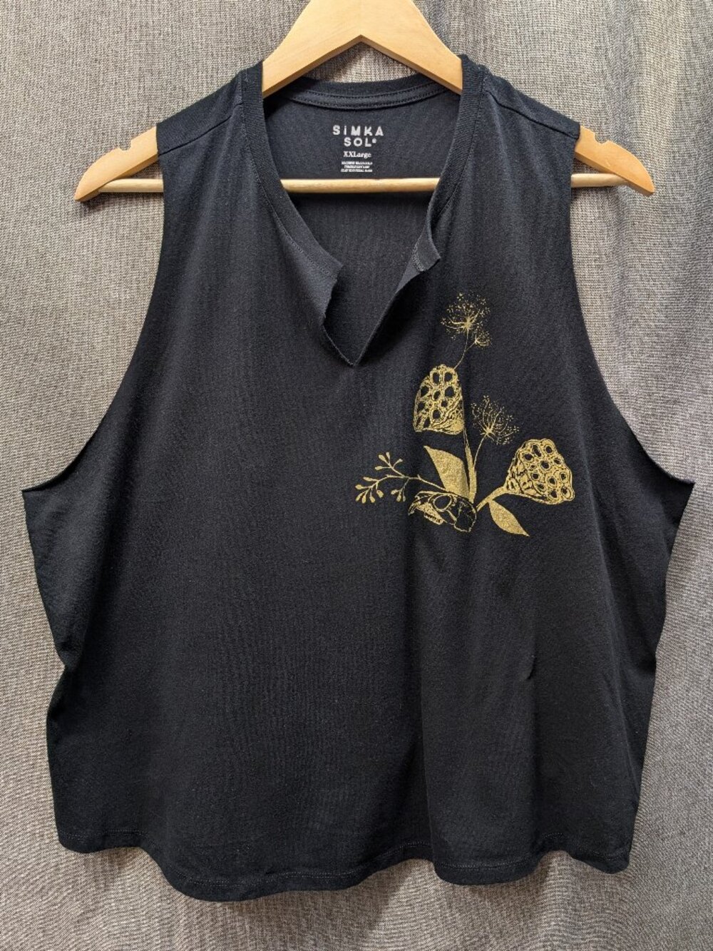 Simka Sol Feral Babe Botanical Skull Moth Moon Cropped Racer Back Tank Top XXL